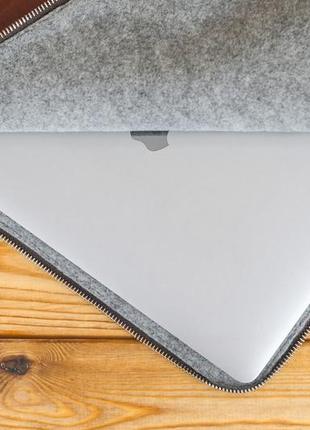 Шкіряний чохол для macbook дизайн №41, натуральна шкіра італійський краст, колір вишня3 фото