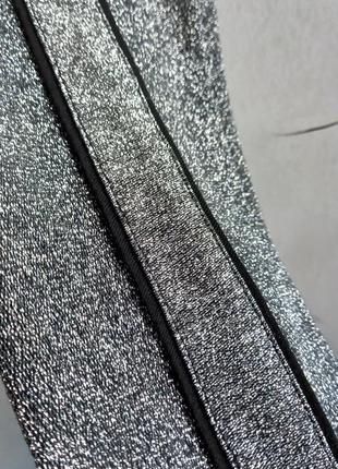Лосины с люрексом и лампасами новые глиттер серебряные