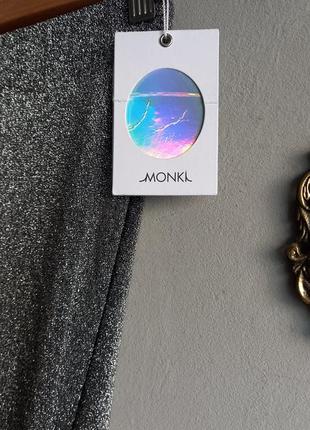 Лосины с люрексом и лампасами новые глиттер серебряные