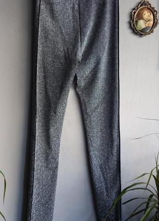 Лосины с люрексом и лампасами новые глиттер серебряные