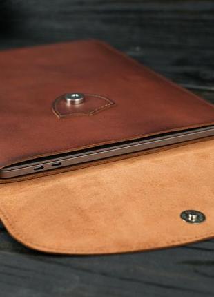 Шкіряний чохол для macbook дизайн №36, натуральна шкіра італійський краст, колір коричневий відтінок вишня2 фото