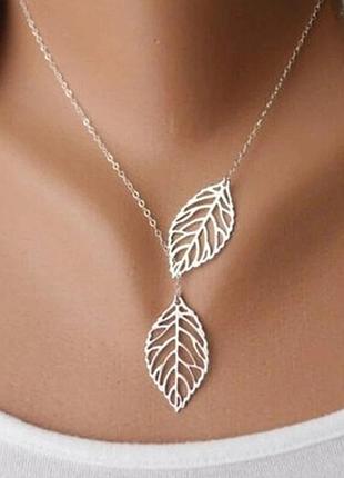 Чокер цепочка листики украшение на шею листочки