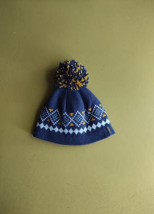 Тепла шапка на флісі з помпоном