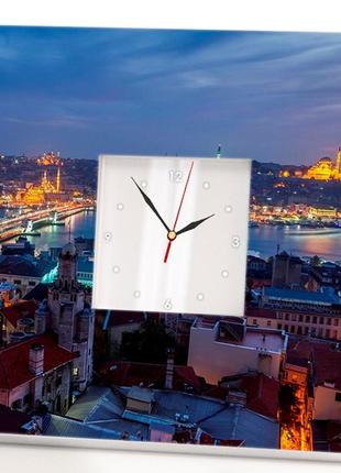Часы с фото "ночной стамбул. турция. istanbul" декор украшение для спальни, дома, кафе
