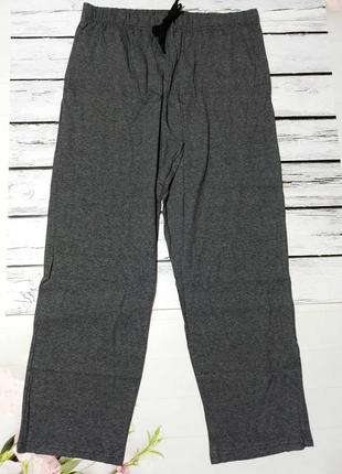 Мужские тонкие хлопковые пижамные брюки с карманами больших размеров батал штаны для дома домашние3 фото