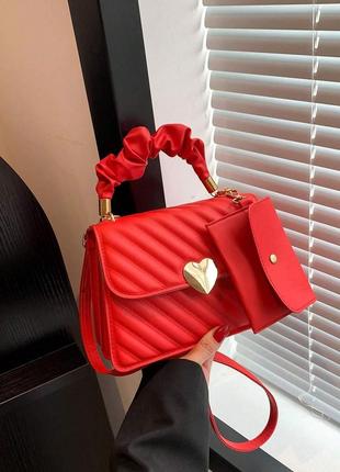 Женская сумка 6892 кросс-боди красная4 фото