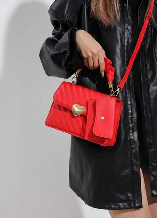 Женская сумка 6892 кросс-боди красная5 фото