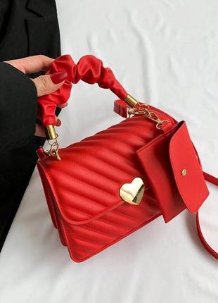 Жіноча сумка 6892 крос-боді червона7 фото