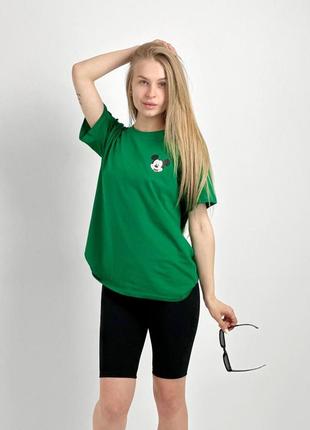 Женский комплект с футболкой и велосипедками рубчик "active" | норма и батал