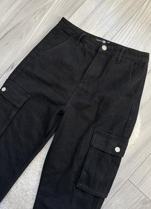 Джинсы карго брюки джоггеры с карманами черные7 фото