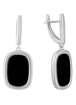 Срібні сережки високої якості з натуральним оніксом 6.141ct (2129257)