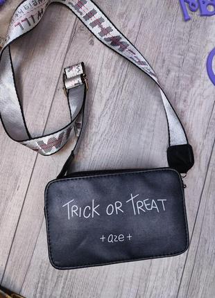 Женская сумка "трик" черная сумочка через плечо черного цвета trick or treat2 фото