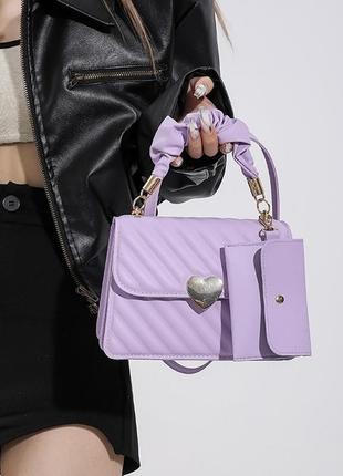 Женская сумка 6892 кросс-боди фиолетовая лиловая2 фото