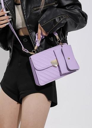 Женская сумка 6892 кросс-боди фиолетовая лиловая4 фото