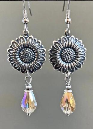 Серьги бохо этно стиль сонахи цветок
