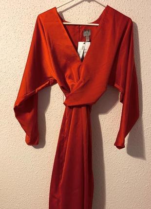 Розпродаж сукня asos міді з запахом і рукавами "летюча миша"10 фото