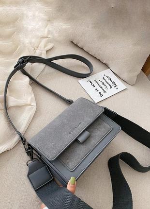 Жіноча сумка 2213 крос-боді сіра1 фото