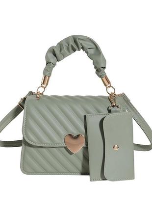 Жіноча сумка 6892 крос-боді світло зелена1 фото