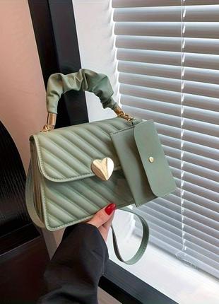 Женская сумка 6892 кросс-боди светло зеленая2 фото