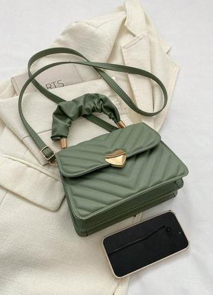 Женская сумка 6892 кросс-боди светло зеленая7 фото