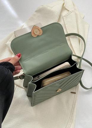 Женская сумка 6892 кросс-боди светло зеленая4 фото