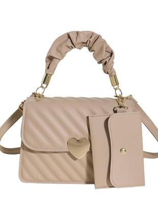 Жіноча сумка 6892 крос-боді бежева