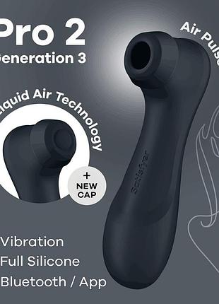 Вакуумний кліторальний стимулятор satisfyer pro 2 generation 3 with liquid air connect app dark grey 18+