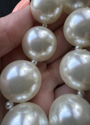 Ожерелье с крупными жемчугами, жемчужины, бижутерия3 фото