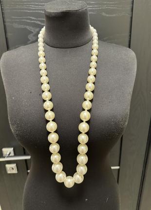 Намисто з крупними перлами, перлини, біжутерія7 фото