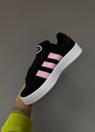 Женские кроссовки adidas campus black pink адидас кампус черного с розовым цветами2 фото