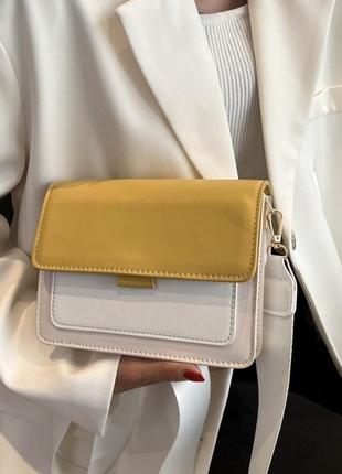 Женская классическая сумка через плечо кросс-боди желтая4 фото