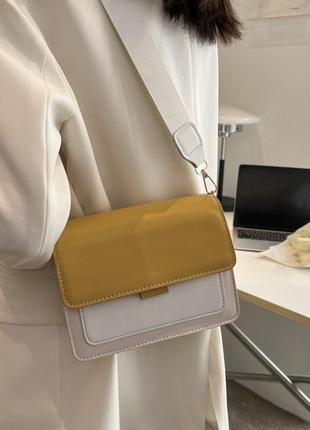 Женская классическая сумка через плечо кросс-боди желтая7 фото