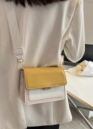 Женская классическая сумка через плечо кросс-боди желтая3 фото