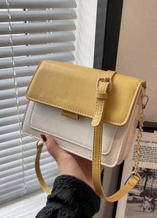 Женская классическая сумка через плечо кросс-боди желтая1 фото