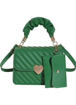 Женская сумка 6892 кросс-боди зеленая