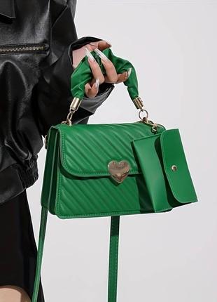 Женская сумка 6892 кросс-боди зеленая3 фото