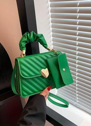 Женская сумка 6892 кросс-боди зеленая2 фото