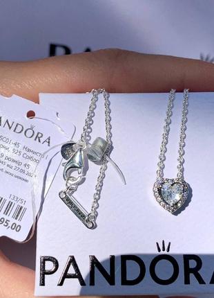 Подарунковий набір pandora «щирі почуття» комплект пандора сережки пандора намисто pandora срібло 92510 фото