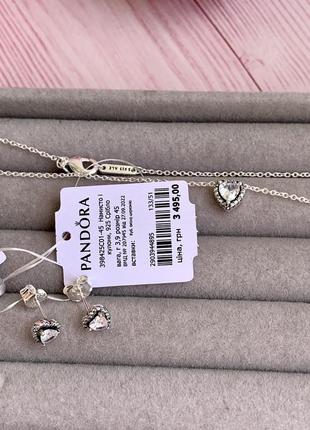 Подарочный набор pandora «искренние чувства» комплект пандора серьги пандора ожерелье серебро6 фото