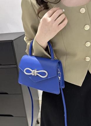 Женская классическая сумка 8424 кросс-боди через плечо синяя2 фото