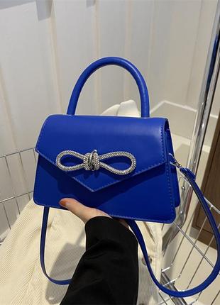 Женская классическая сумка 8424 кросс-боди через плечо синяя1 фото