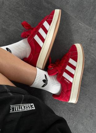 Жіночі кросівки adidas campus red white адідас кампус червоного з білим кольорів7 фото