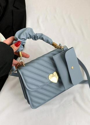 Женская сумка 6892 кросс-боди голубая7 фото