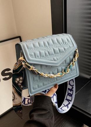 Жіноча сумка 8953 крос-боді блакитна3 фото