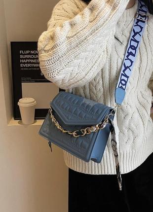 Жіноча сумка 8953 крос-боді блакитна4 фото