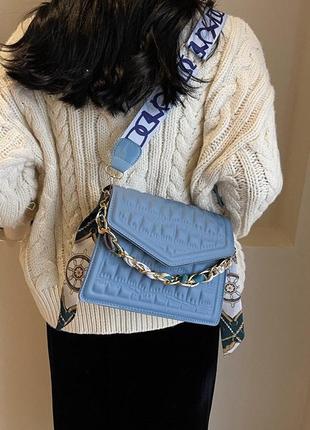 Женская сумка 8953 кросс-боди голубая5 фото