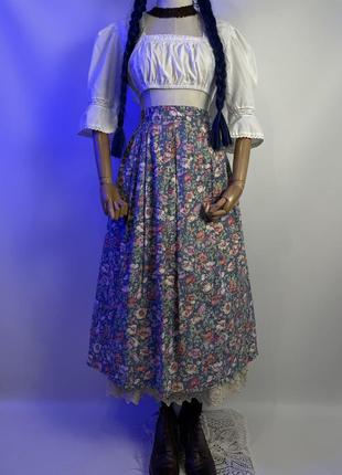 Винтажная эксклюзивная хлопковая пышная длинная юбка в этно стиле юбка к украинскому строю в стиле laura ashley