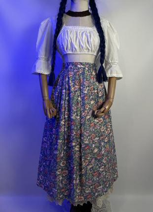 Винтажная эксклюзивная хлопковая пышная длинная юбка в этно стиле юбка к украинскому строю в стиле laura ashley9 фото