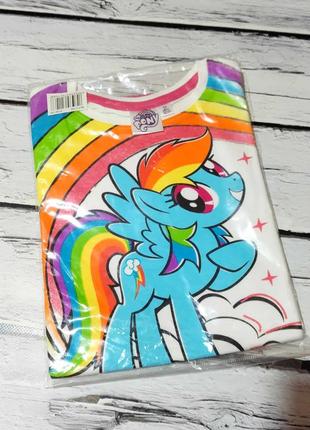 Костюм летний детский на девочку на лето комплект футболка шорты пони rainbow dash деш