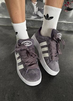 Женские кроссовки adidas campus grey white адидас кампус серого с белым цветами2 фото